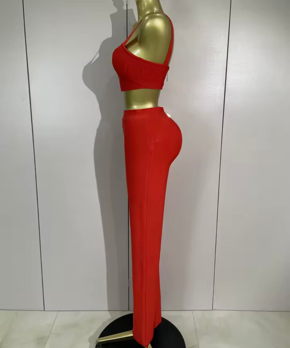 Sleeveless Back Zipper Crop Tank Two Piece Pant Set