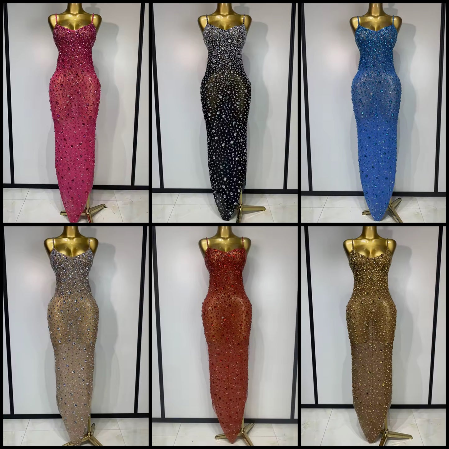 Sleeveless Sexy Rhinestone Embellishment Maxi Dress