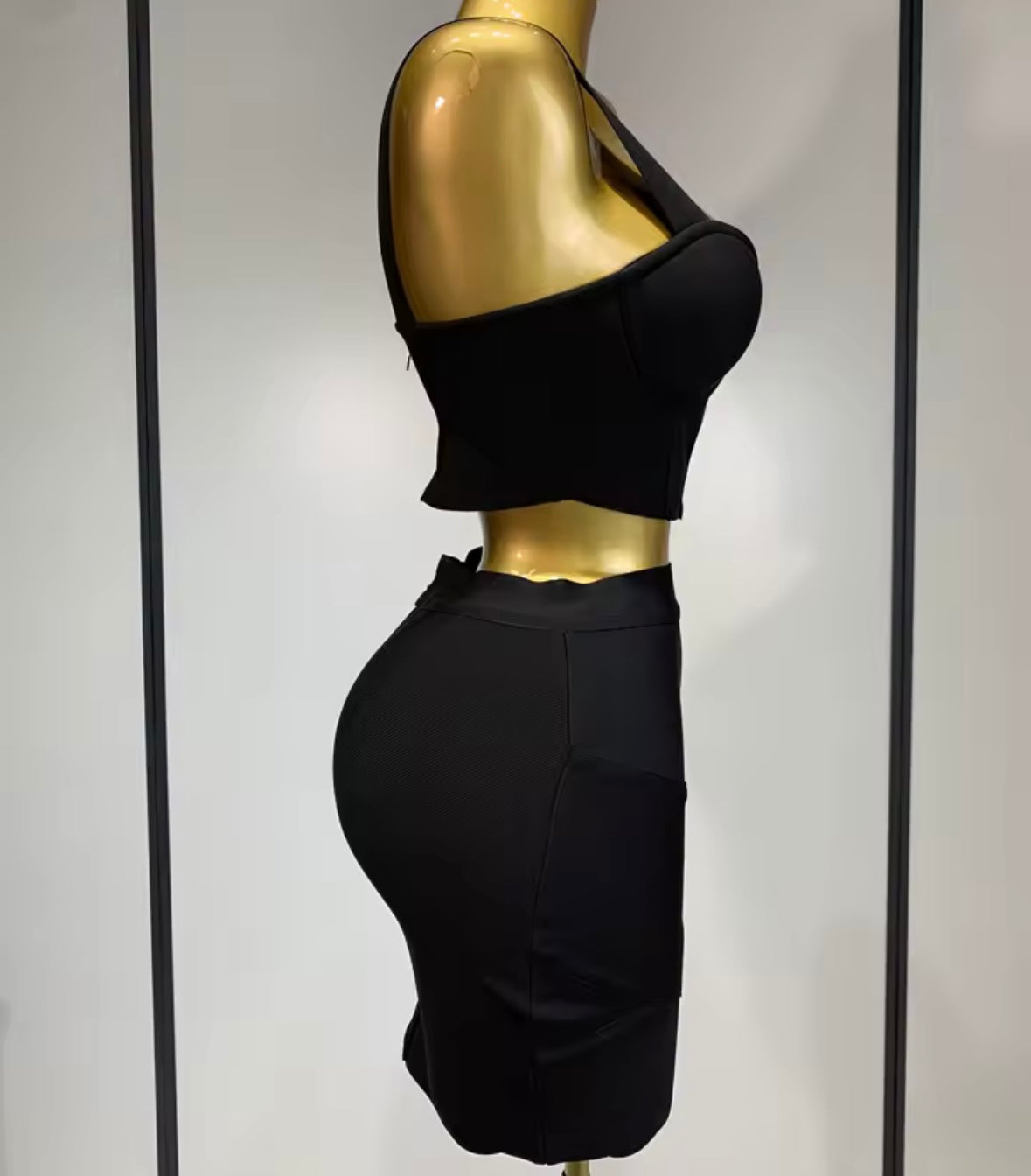 Sleeveless Sexy Crop Two Piece Skirt Set