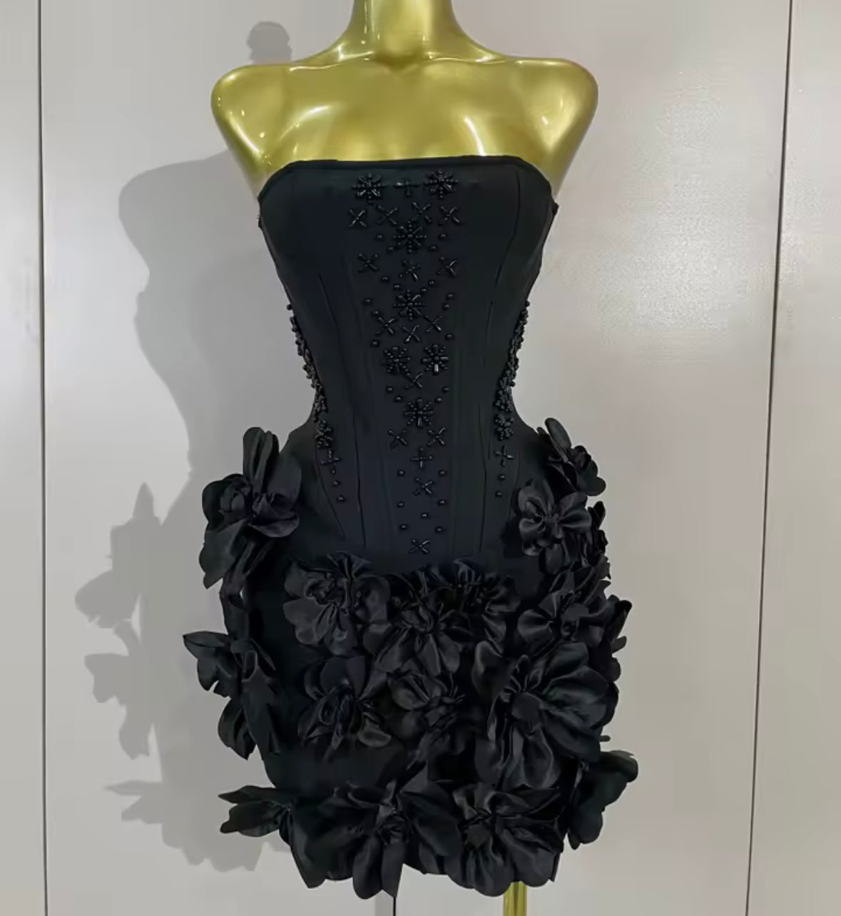 Sexy Strapless Beaded Floral Bandage Dress