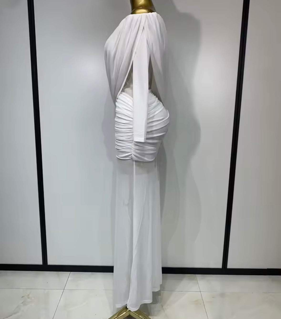 Elegant Draped Off The Shoulder Full Sleeve Maxi Dress