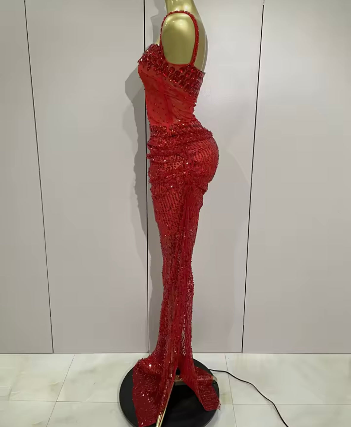 Sexy Sleeveless Crystal Sequins Maxi Dress
