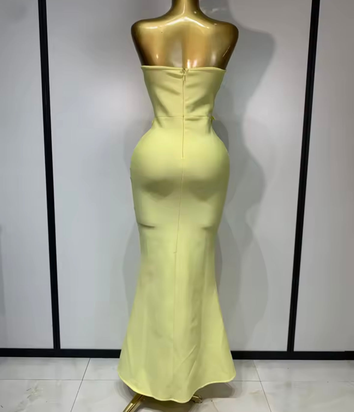 Floral V-Neck Strapless Sexy Floor-Length Dress