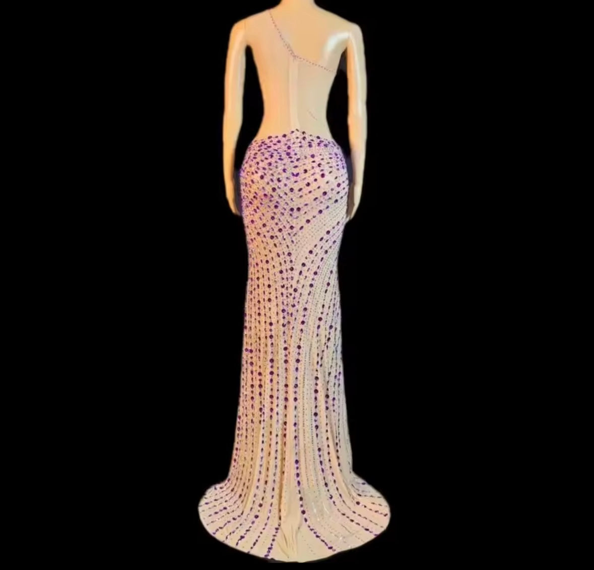 Sexy One Shoulder Sleeveless Rhinestone Embellishment Dress