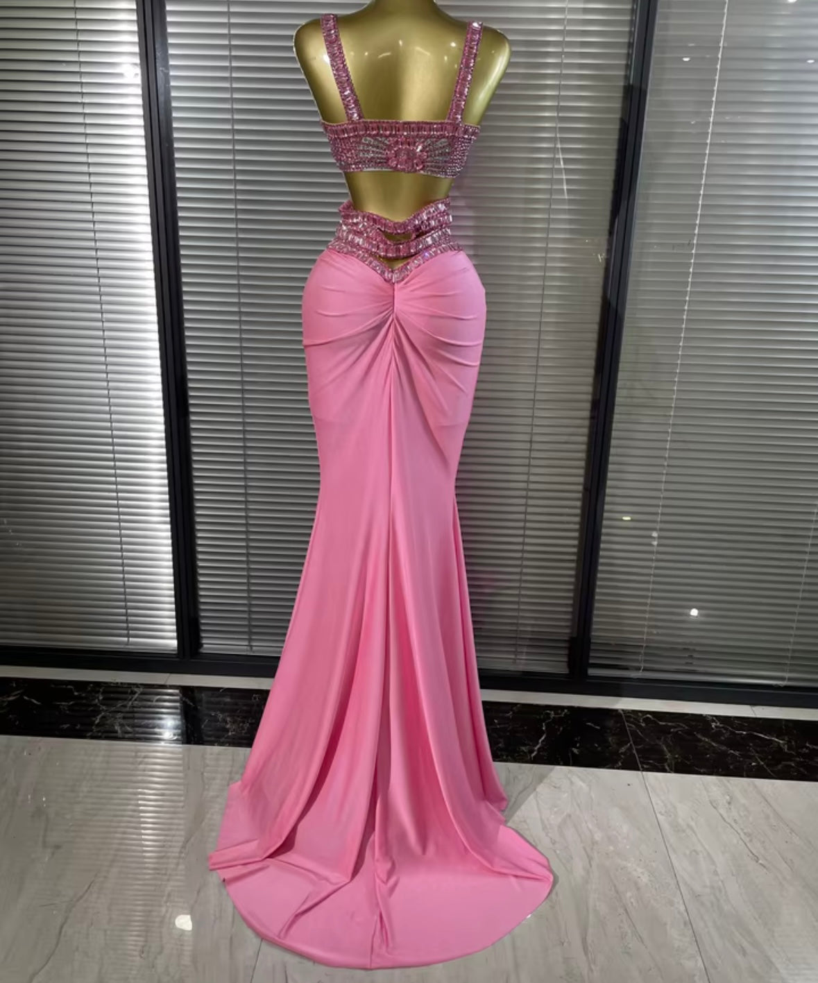 Sexy Sleeveless Rhinestone Crystal Hollow Out Maxi Dress
