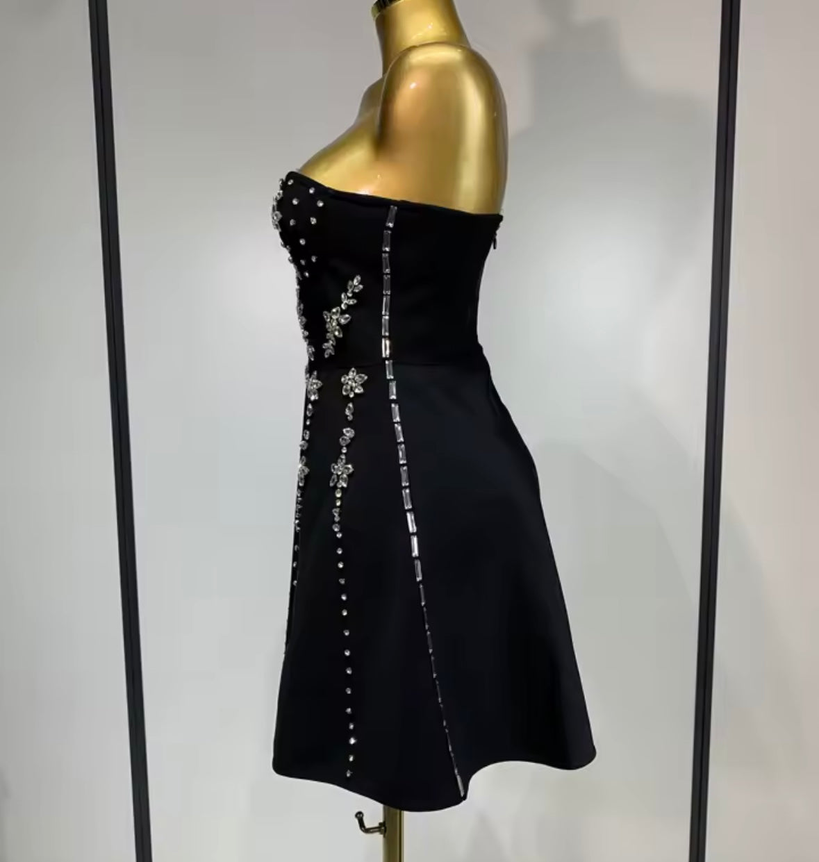 Rhinestone Embellishment Sexy Strapless Dress