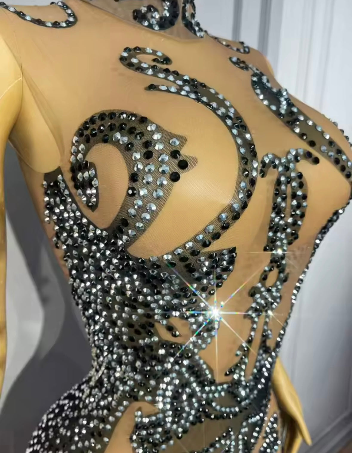 Sexy Sleeveless Black Rhinestone Embellishment Short Dress