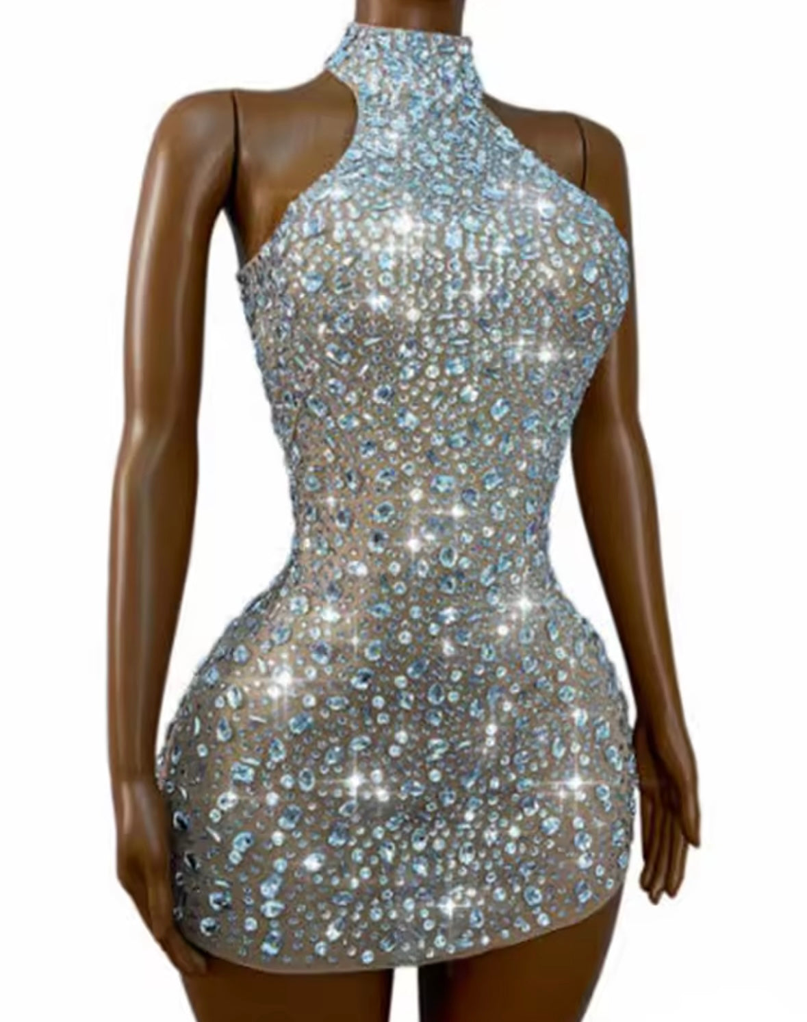 Sexy Sleeveless Rhinestone Embellishment Short Dress