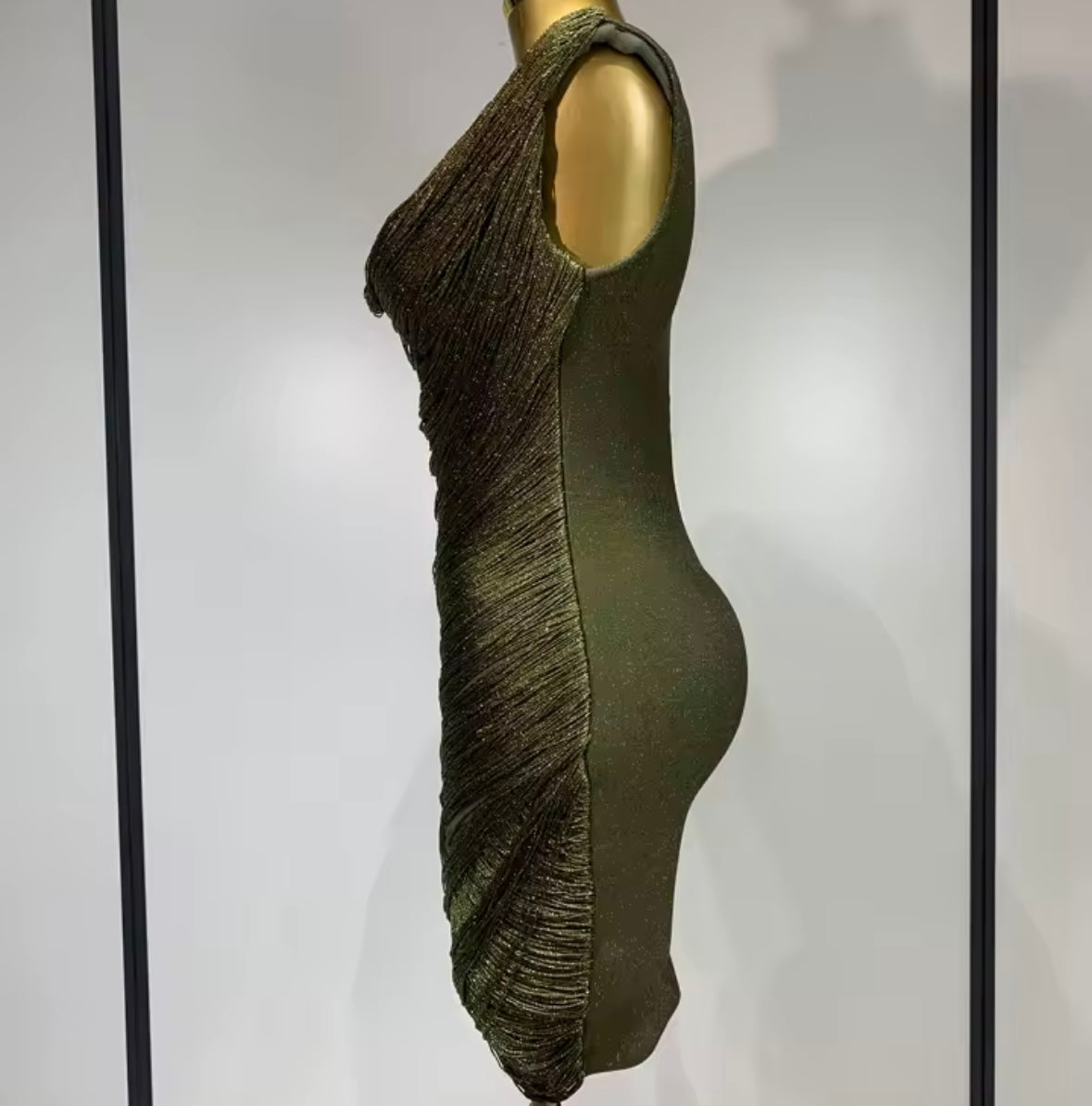 Sexy Sleeveless Draped Fringe Dress