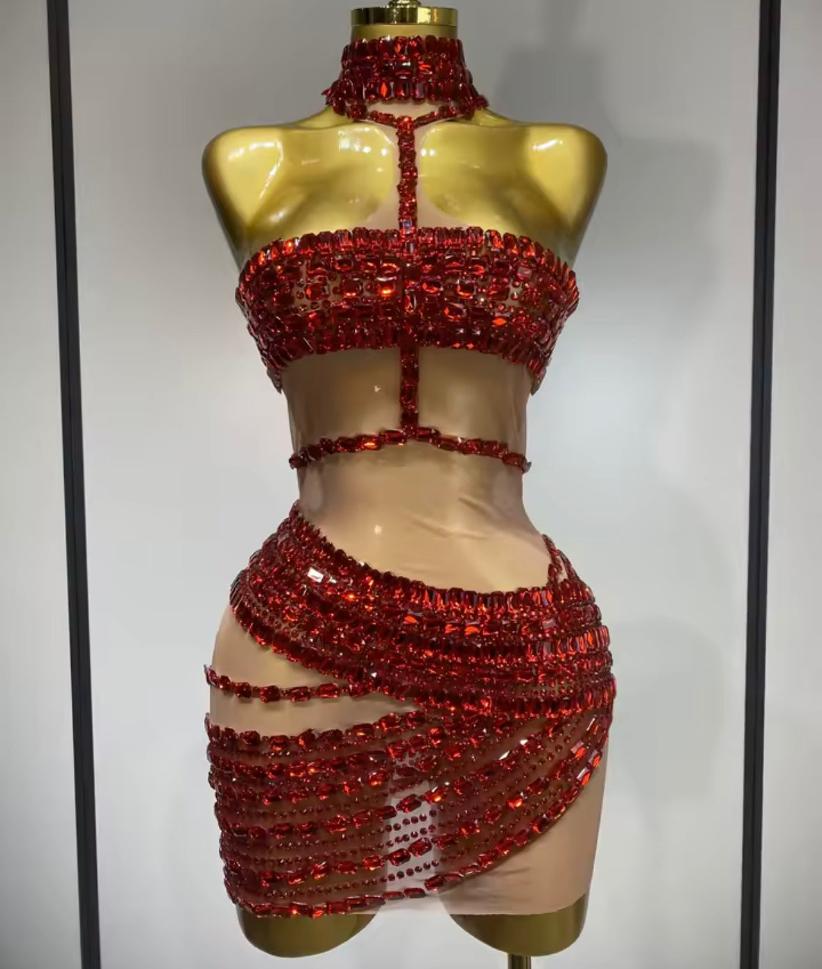 Sexy Sleeveless Rhinestone See Through Short Dress