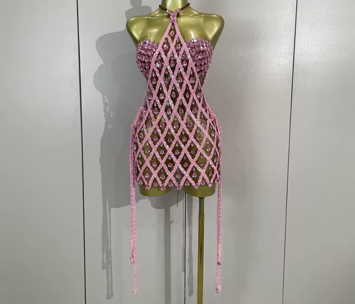 Sexy Sequins Crystal Halter Sleeveless Dress