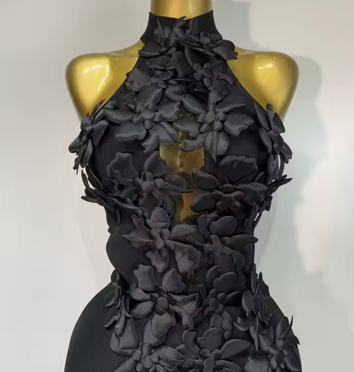Elegant Sleeveless Floral Embellishment Floor-Length Dress
