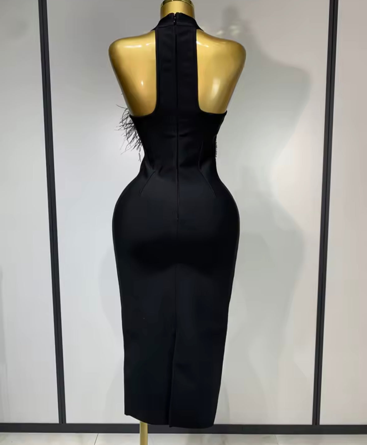 Black Sexy Rhinestone Floral Embellishment Sleeveless Dress