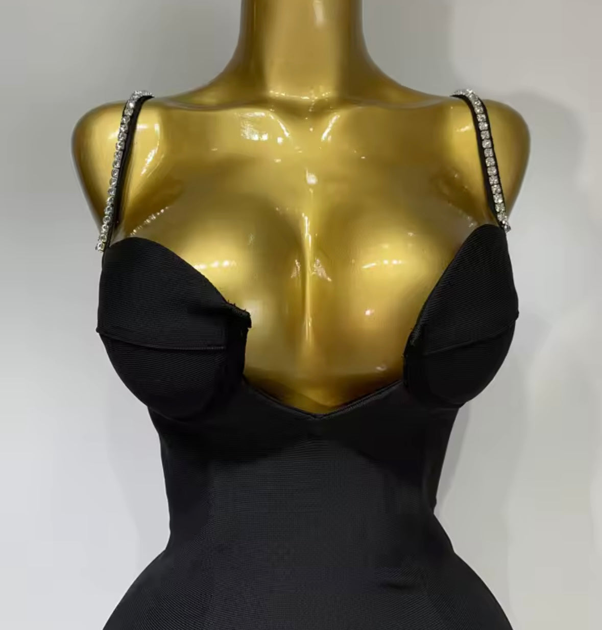 Black Sexy Sleeveless Bow Rhinestone Short Dress
