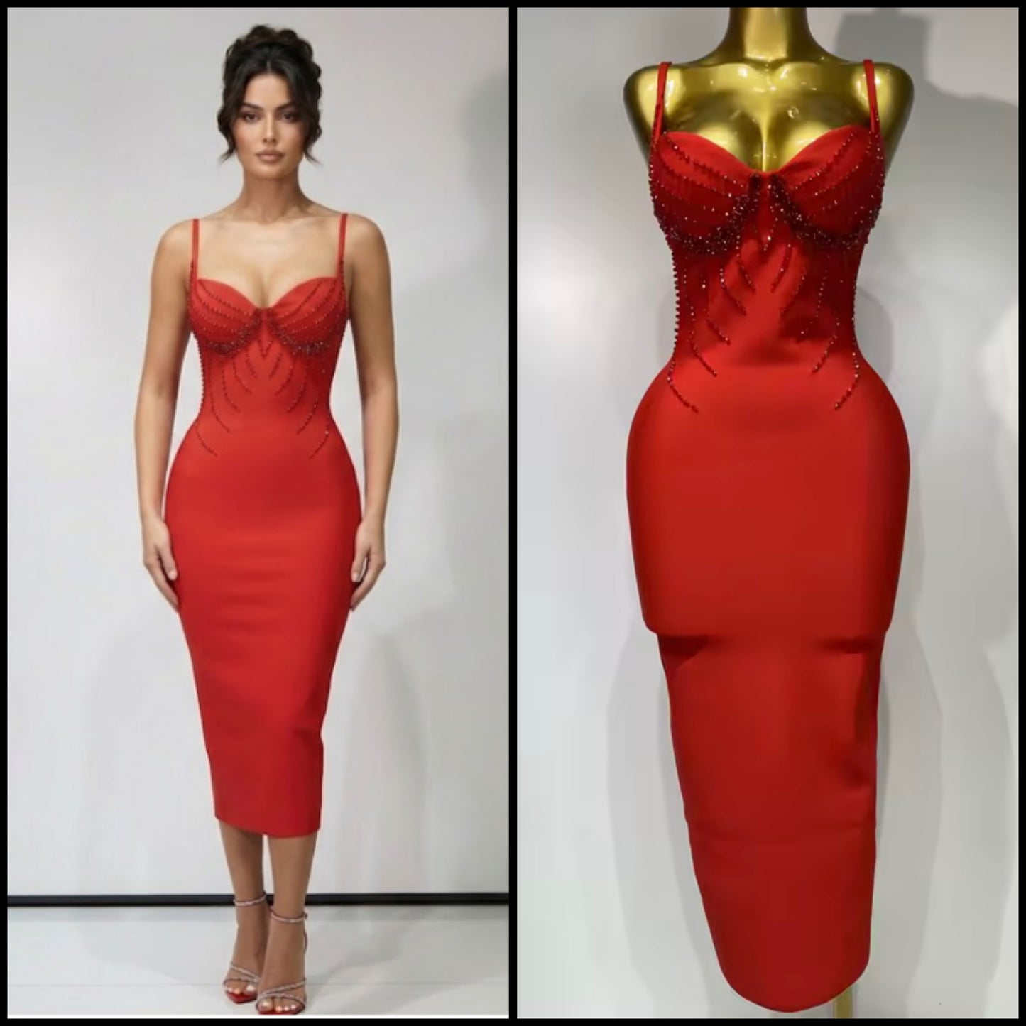 Sexy Sleeveless Rhinestone Embellishment Bandaged Dress