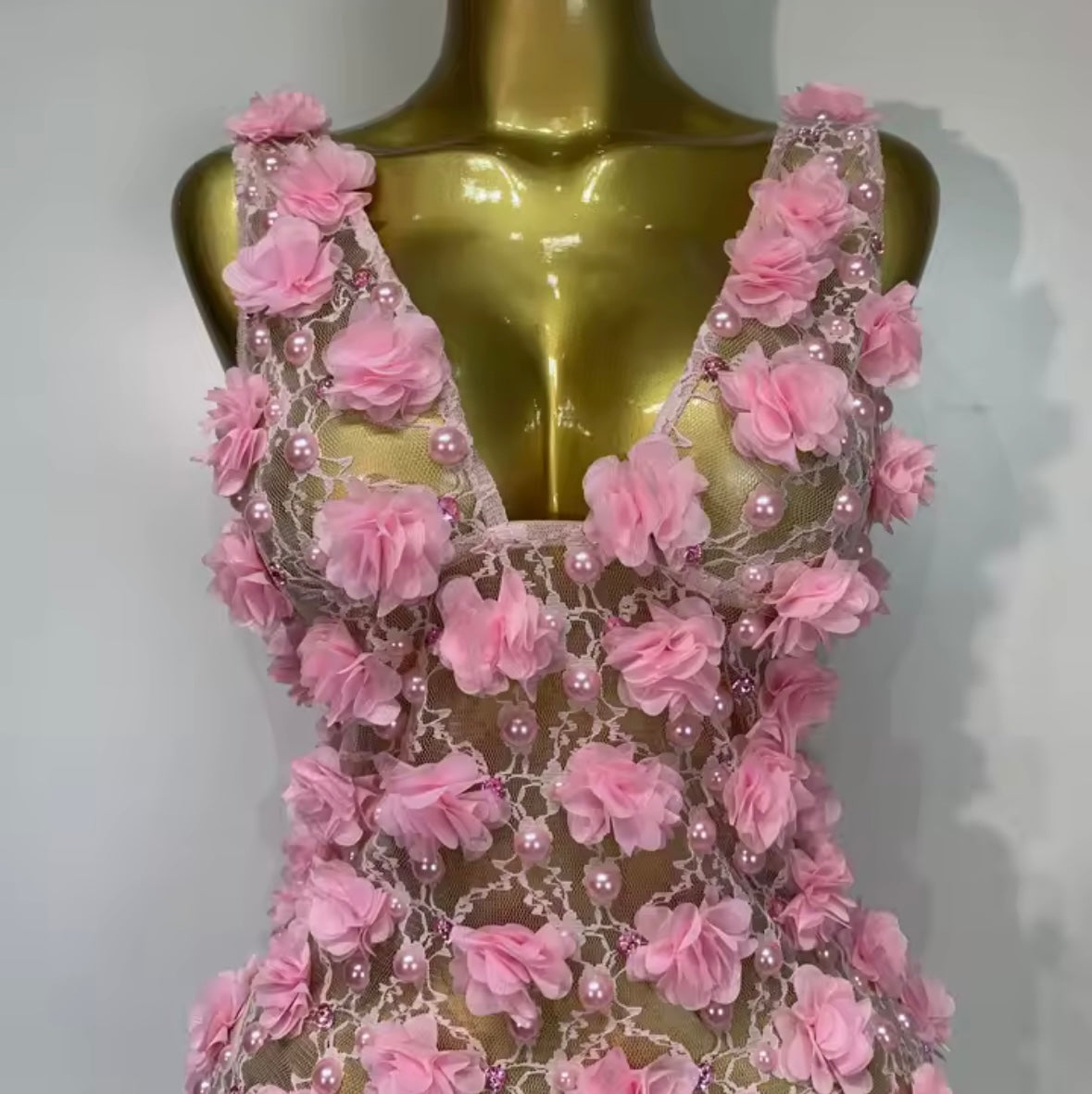 Sleeveless Pink Floral Beaded Sexy Short Dress