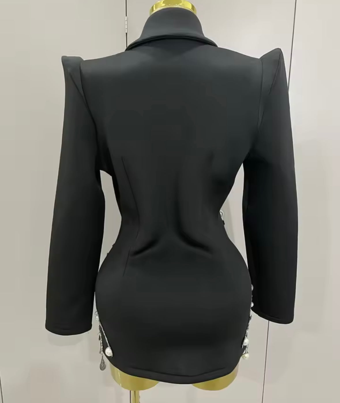 Sexy Beaded Embellishment Full Sleeve Blazer Dress