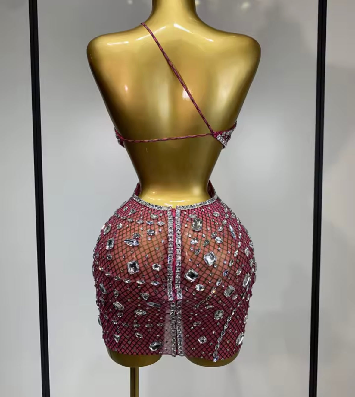 Sexy Sleeveless Open Back Hollow Out Rhinestone Dress