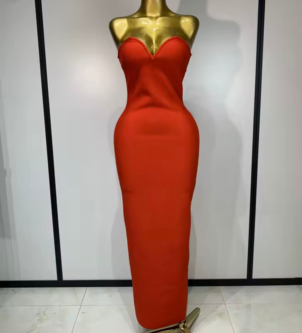 Elegant Red Beaded Rhinestone Cloak Strapless Maxi Dress