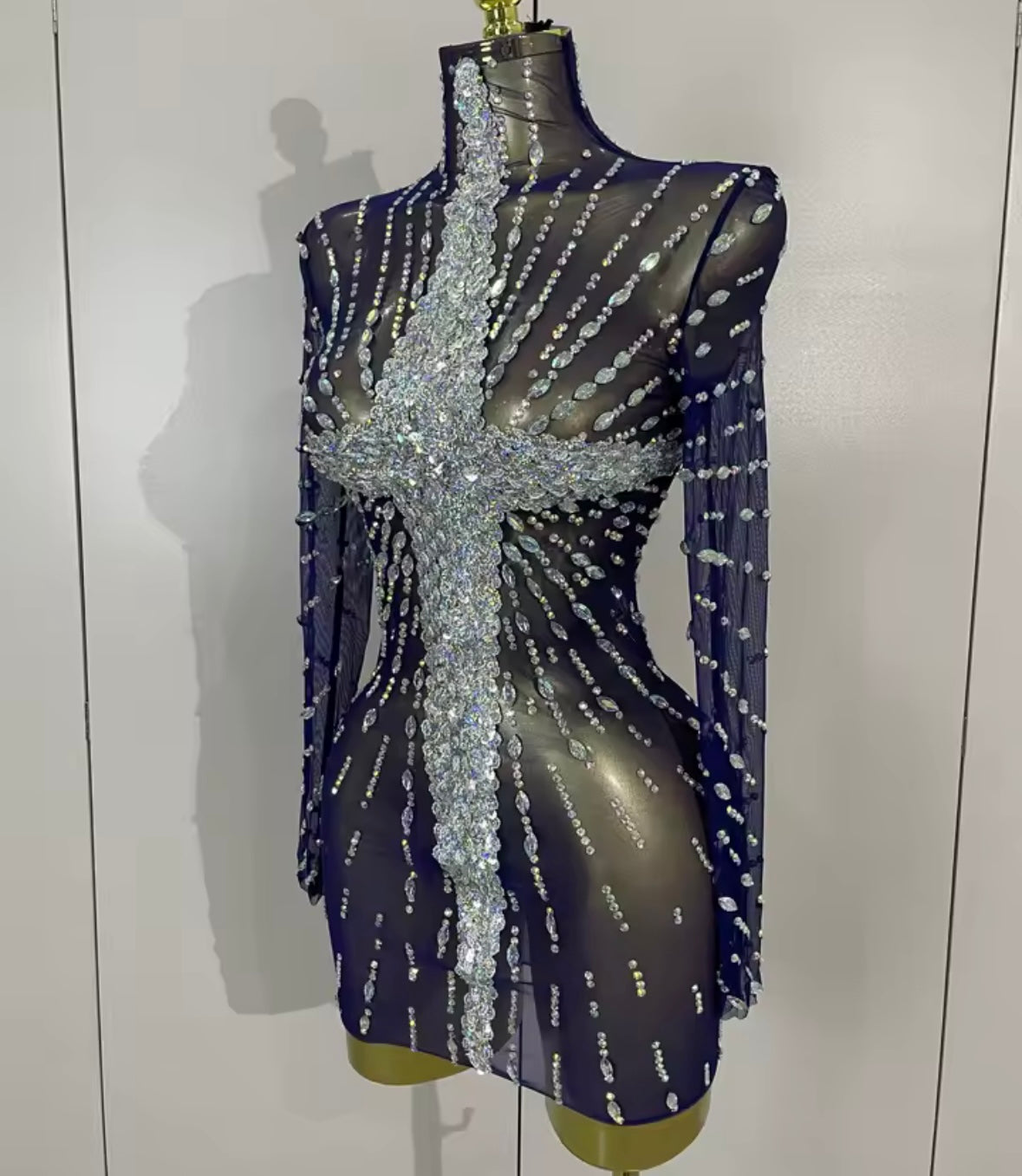 Sexy Sparkle Sequins Rhinestone Full Sleeve Dress
