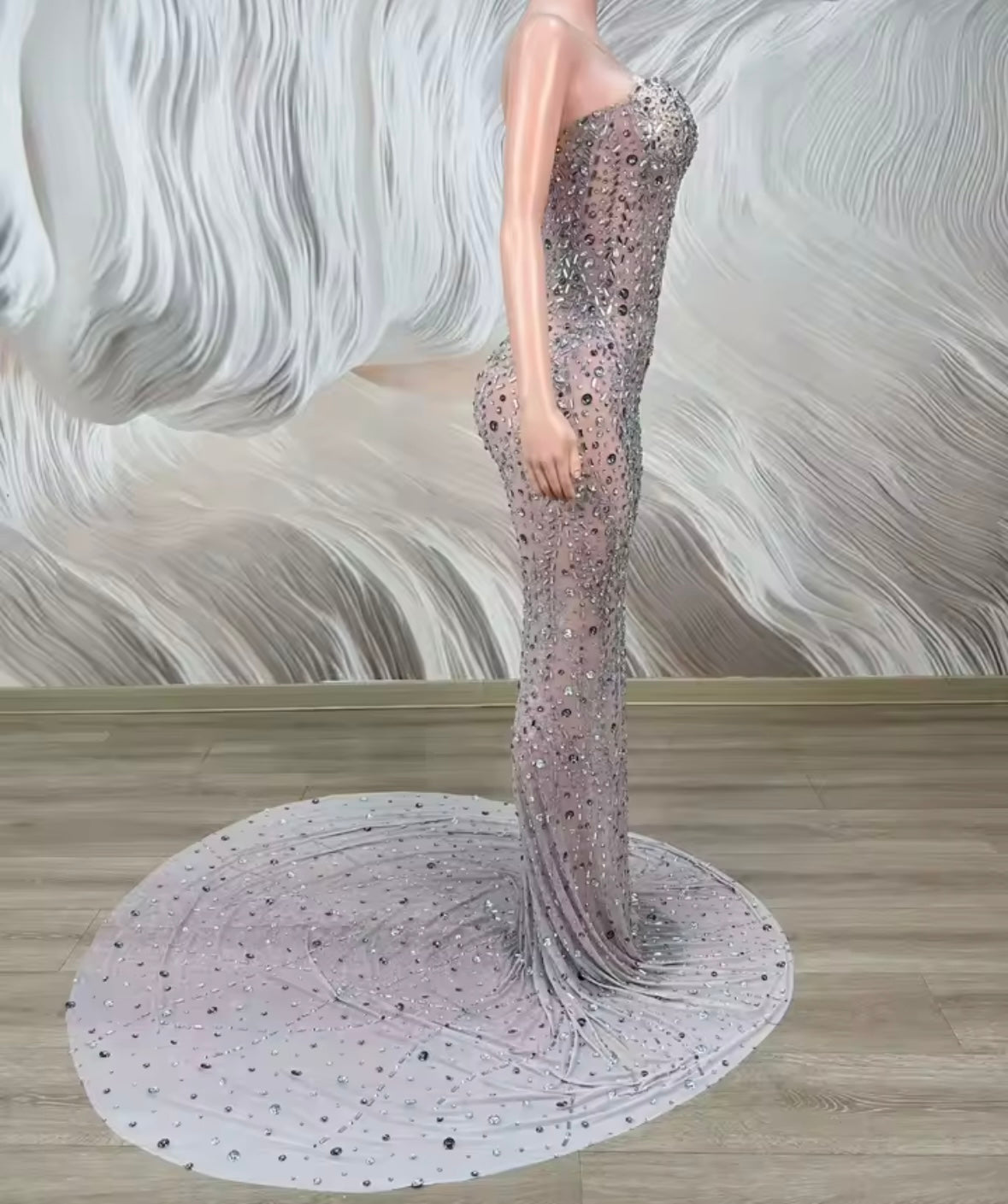 Sexy Strapless Rhinestone Floor-Length Mermaid Dress