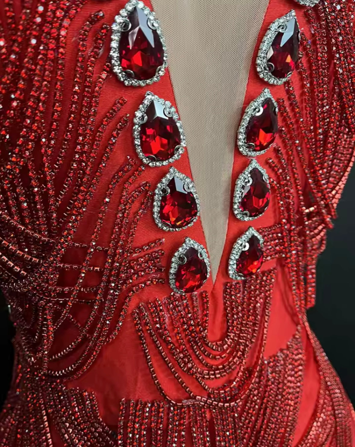 Sexy Sleeveless Crystal Rhinestone Tassel Dress
