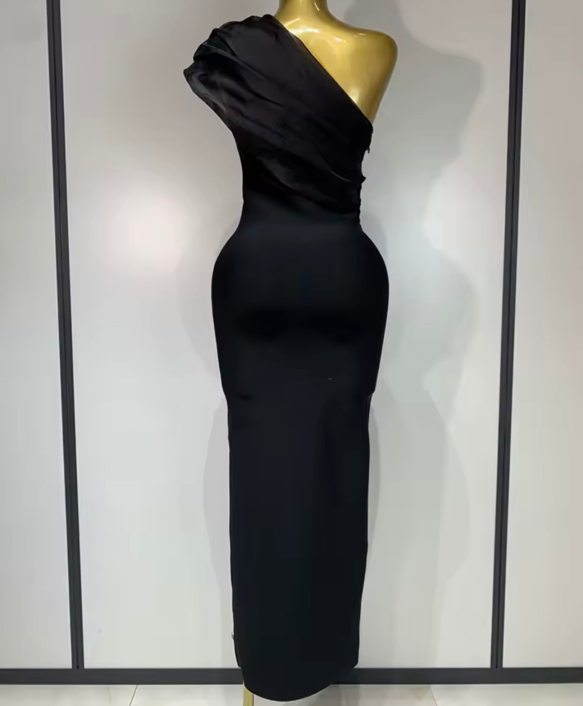 One Shoulder Sleeveless Sexy Rhinestone Maxi Dress