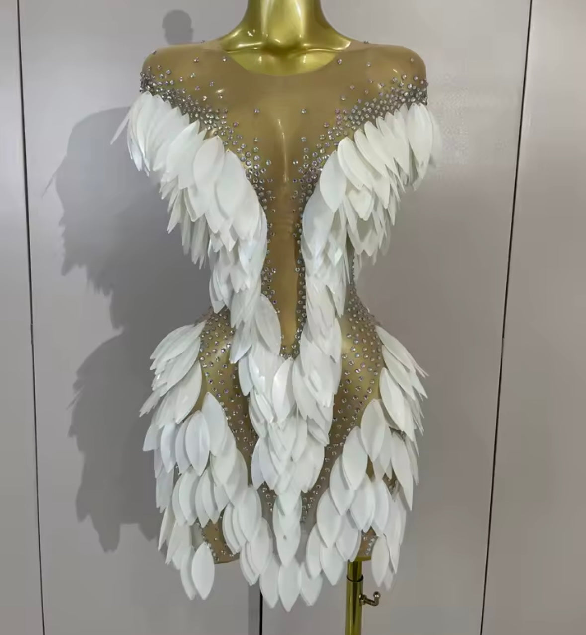 Sexy See Through Rhinestone Short Dress