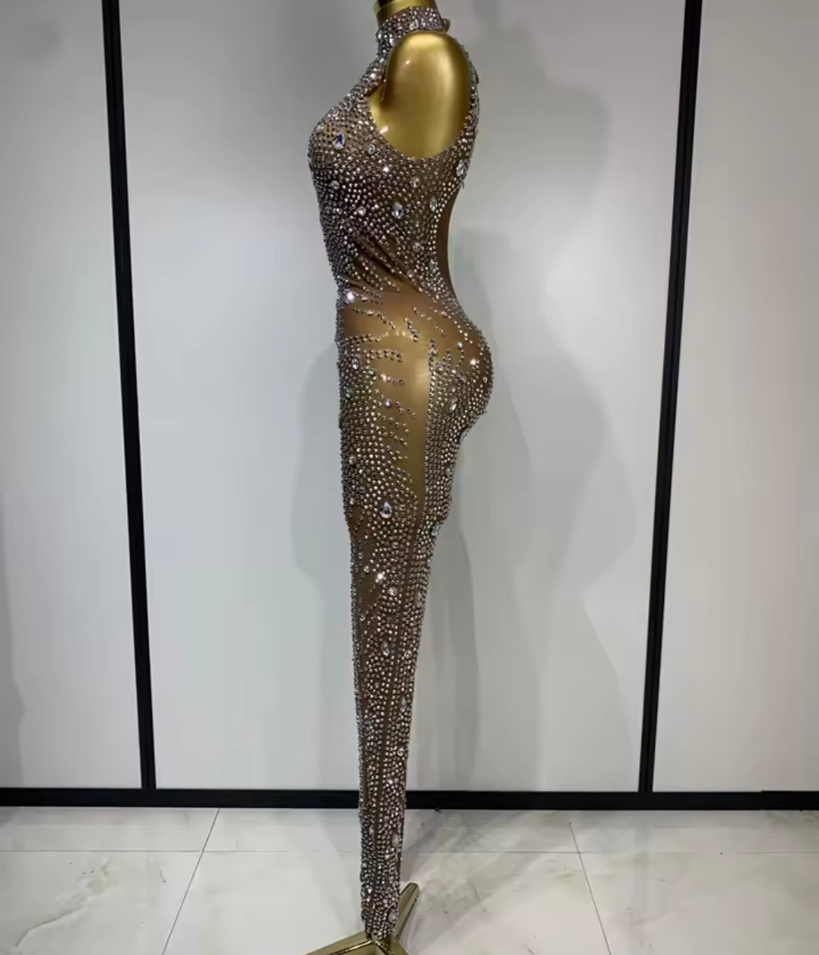 Rhinestone Embellishment Sleeveless Sexy Jumpsuit