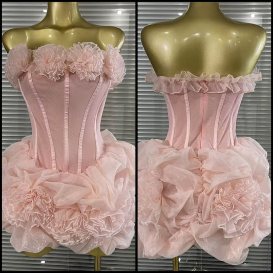 Sexy Pink Floral Off The Shoulder Dress