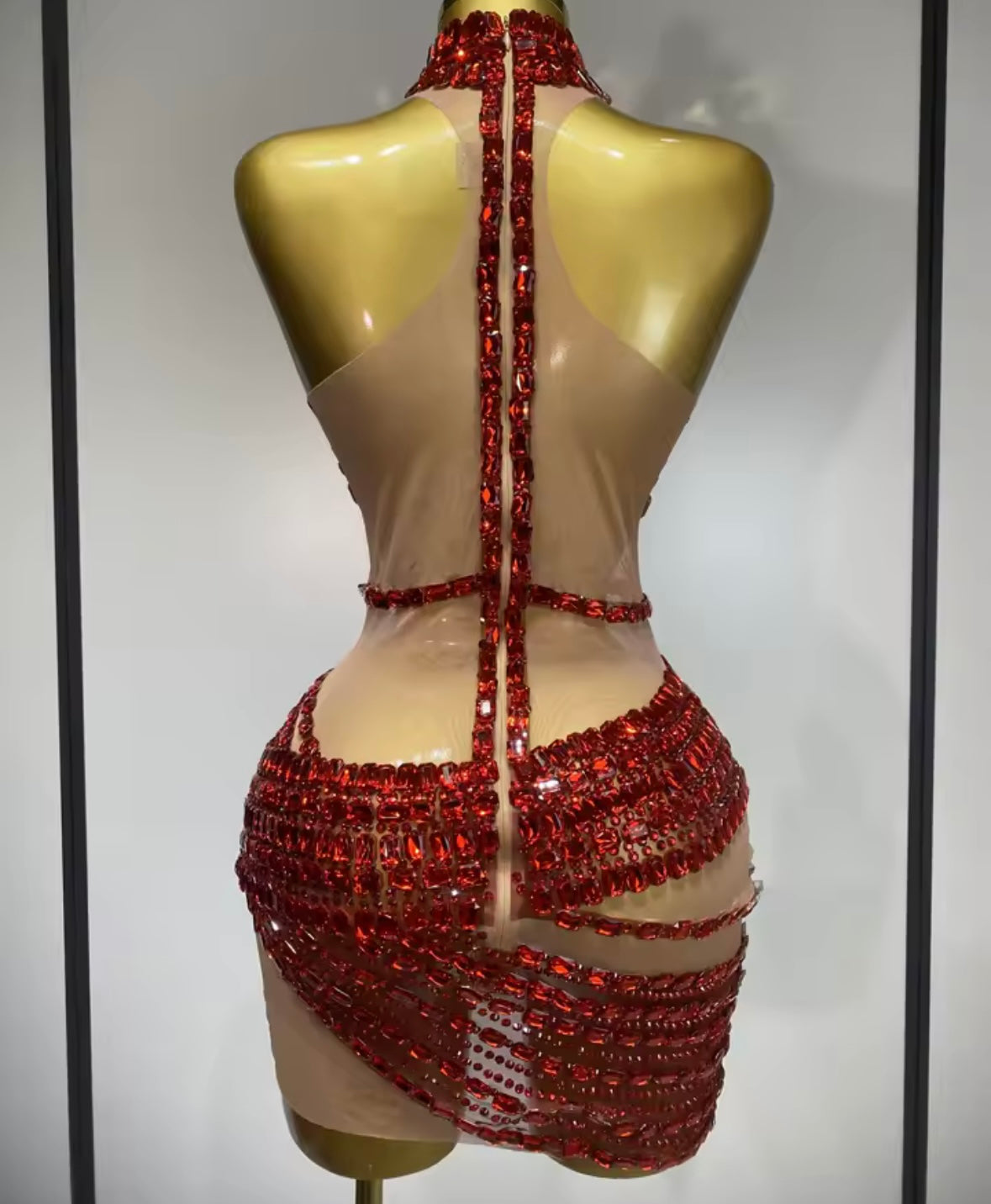 Sexy Sleeveless Rhinestone See Through Short Dress