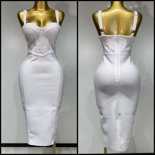 White Sexy Sleeveless Bandage Dress