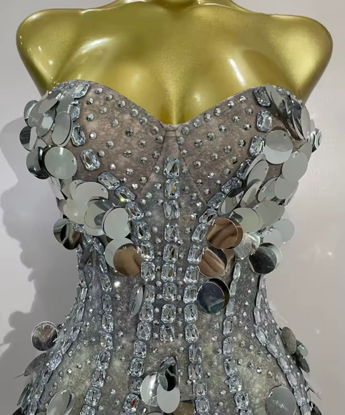 Sexy Strapless Rhinestone Sequins Dress