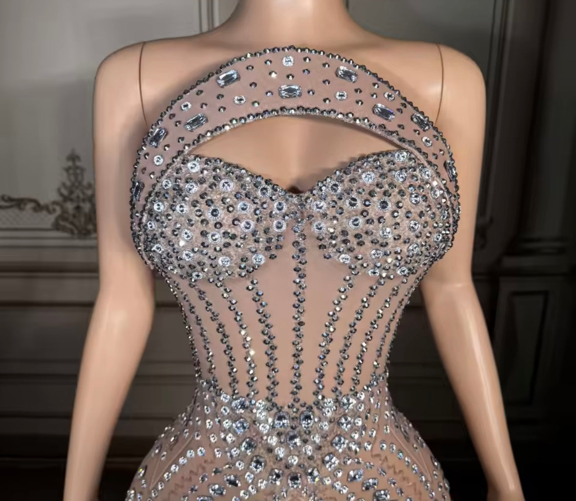 Sexy Strapless Rhinestone Embellishment Mermaid Dress