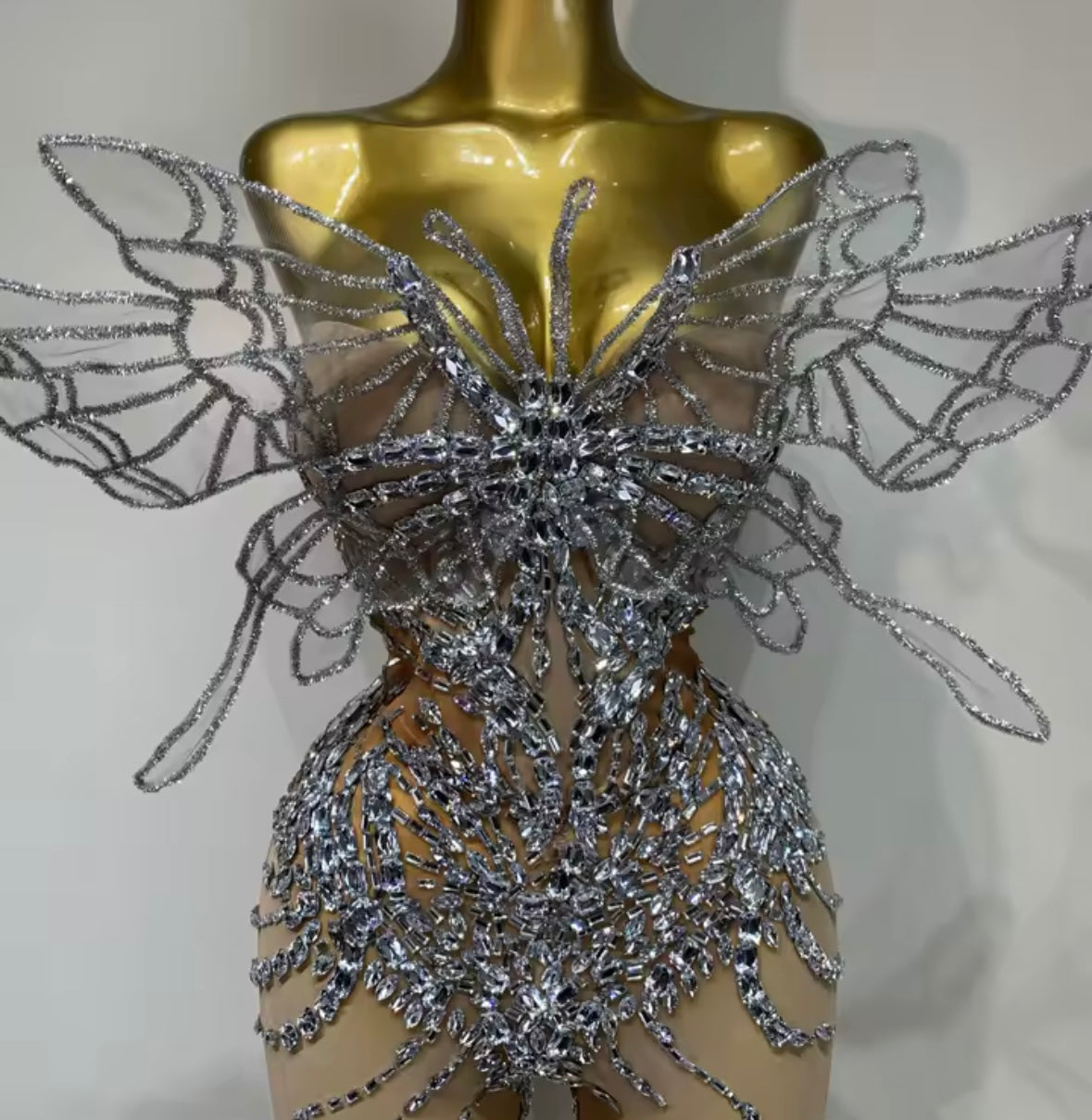 Sexy See Through Rhinestone Butterfly Jumpsuit