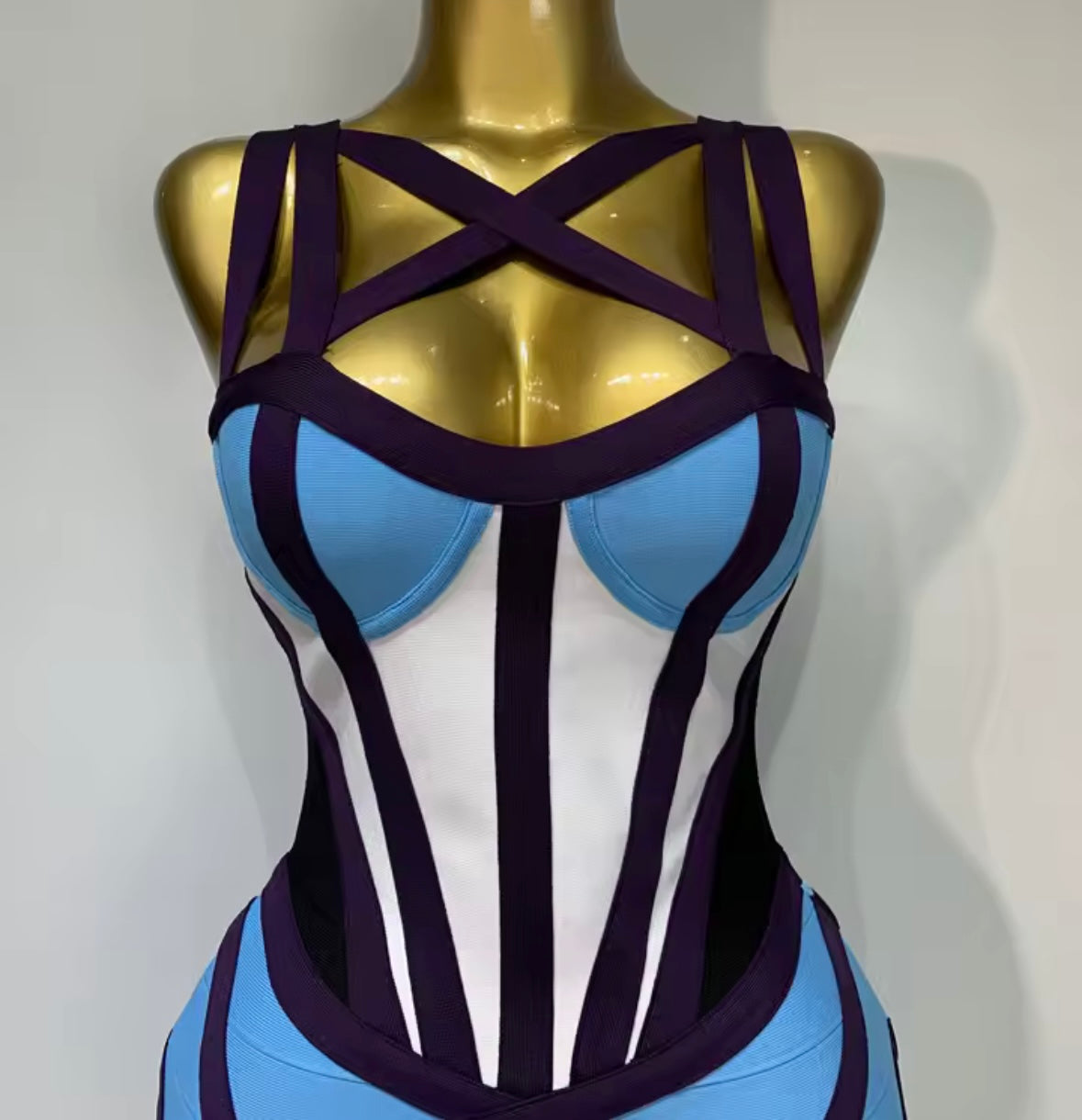 Sexy Sleeveless Color Patchwork Bandage Dress