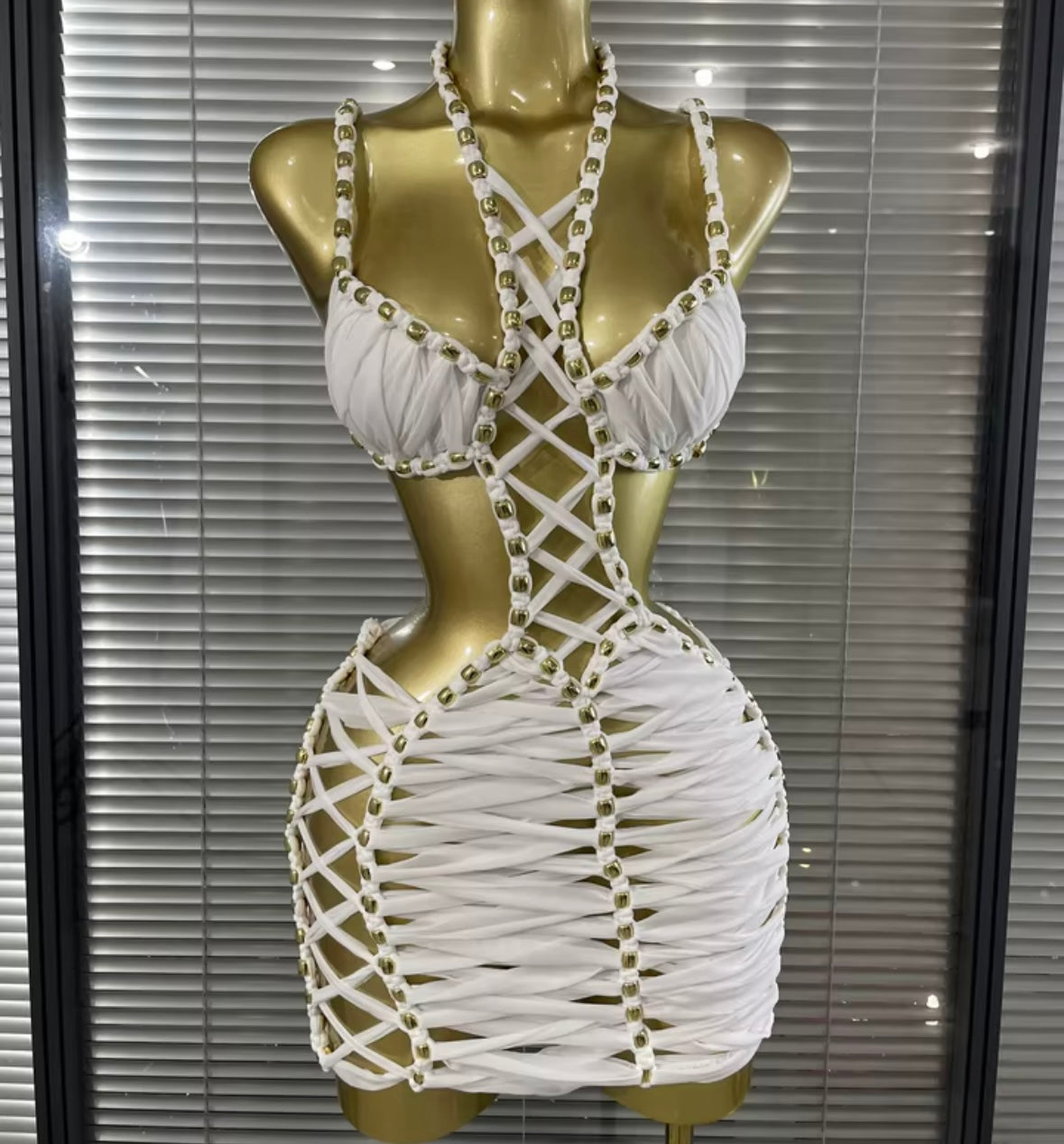 Sexy Halter Open Back Sleeveless Rivet Dress