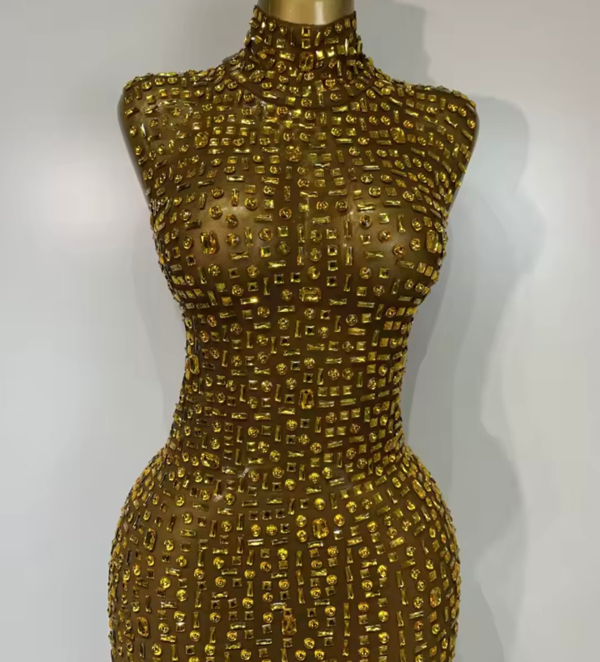 Rhinestone Embellishment Sexy Sleeveless Floor-Length Dress