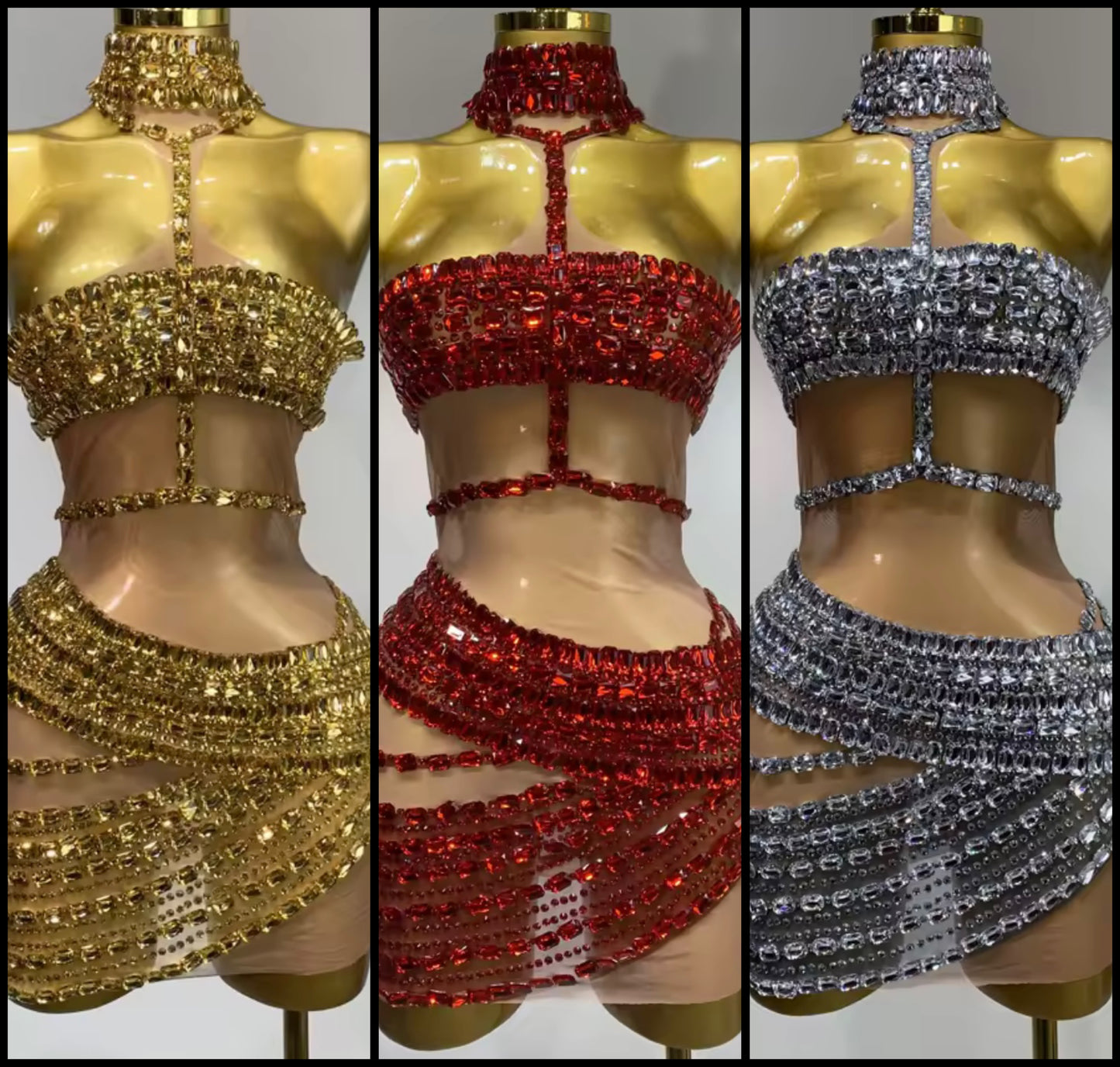 Sexy Sleeveless Rhinestone See Through Short Dress