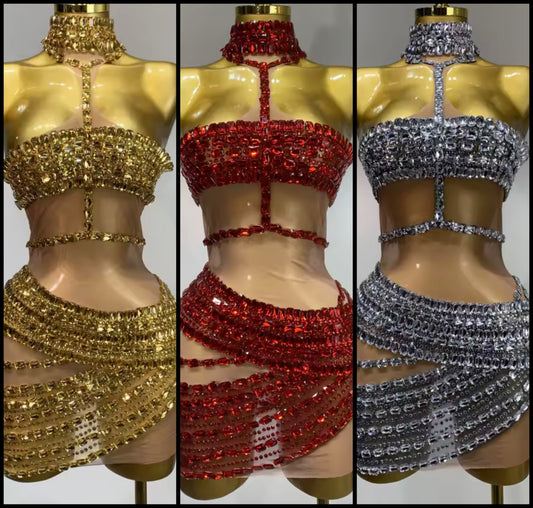 Sexy Sleeveless Rhinestone See Through Short Dress