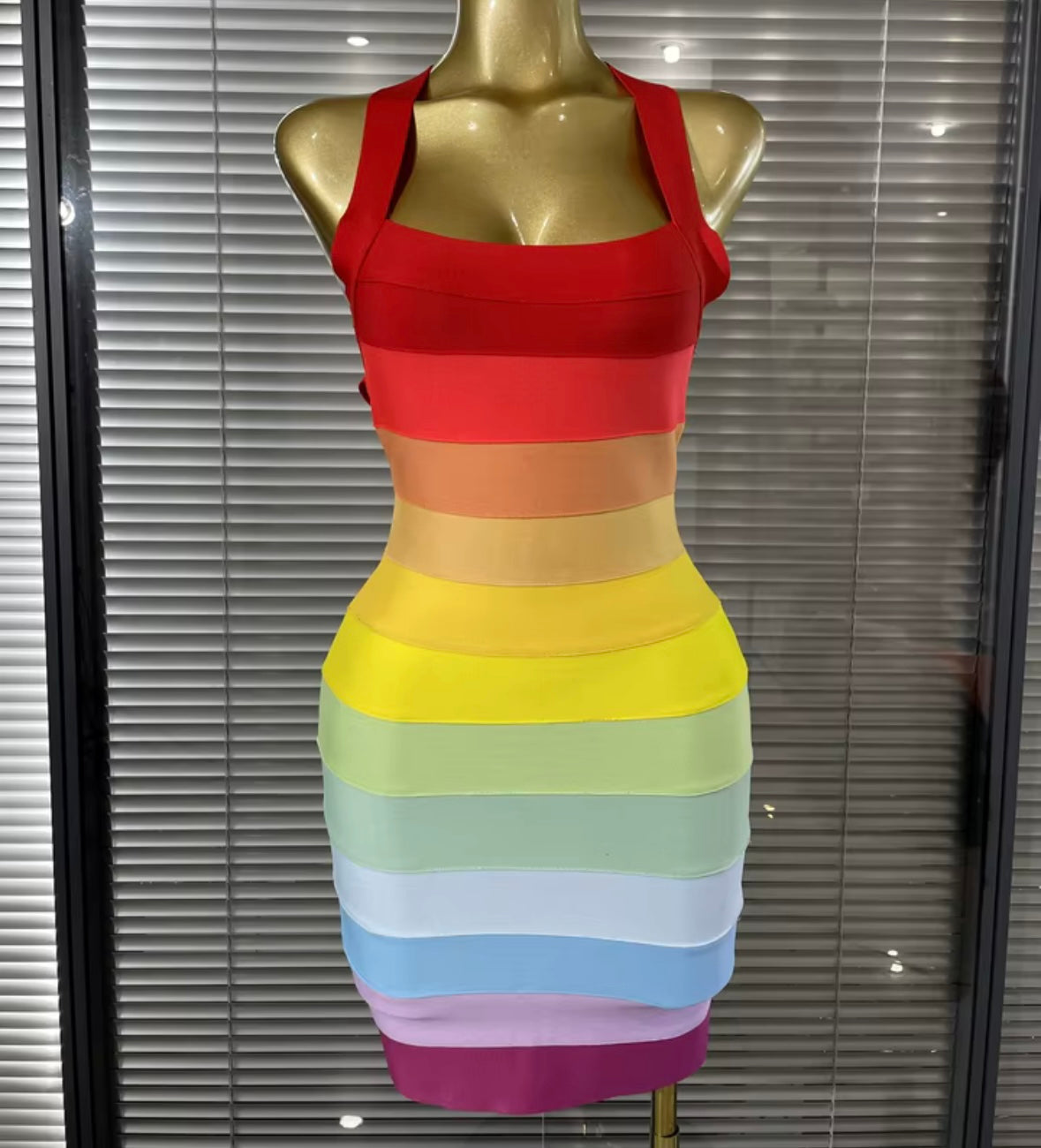Sexy Sleeveless Open Back Multicolored Bandage Dress