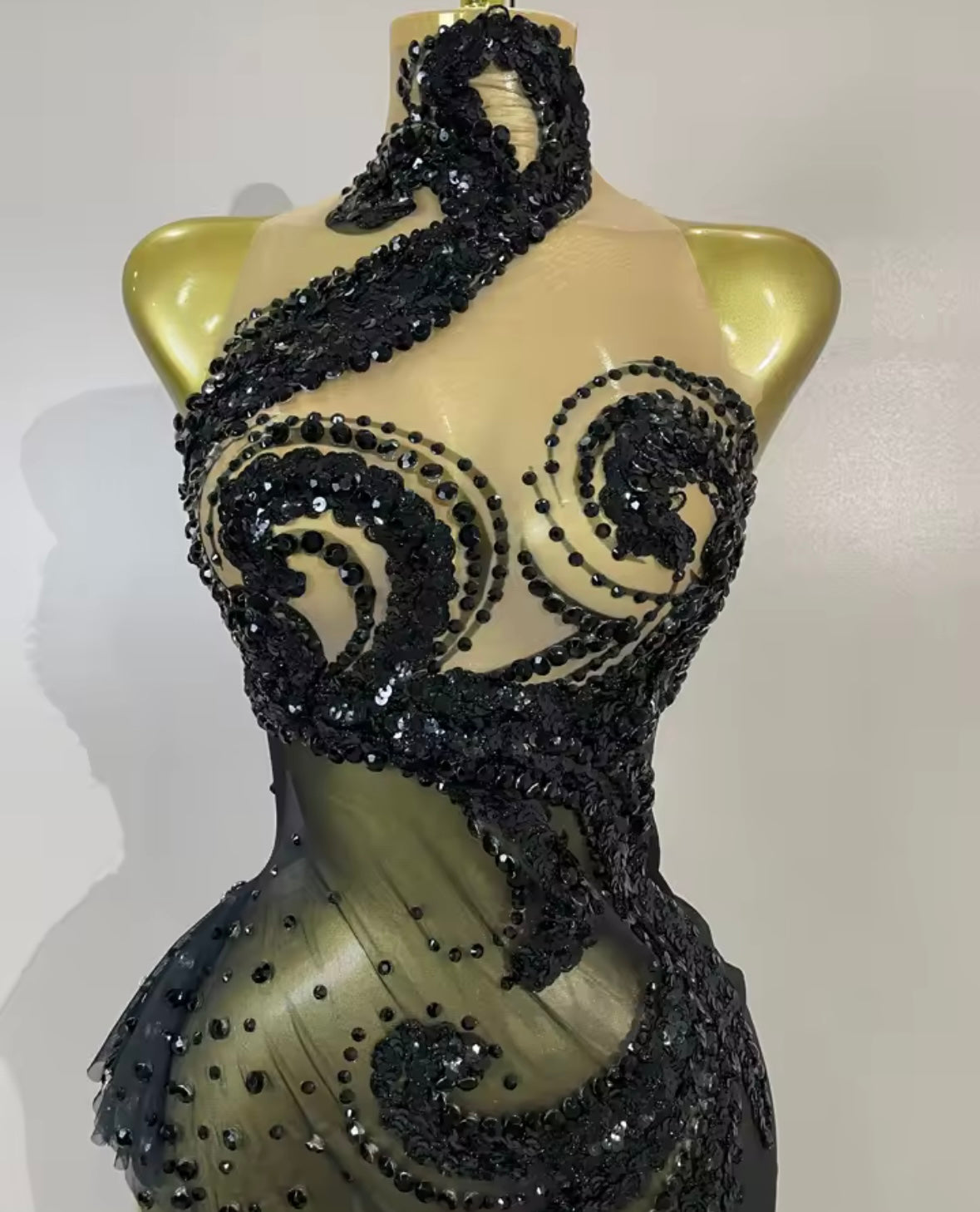 Black Sexy Sleeveless Sequins Rhinestone Asymmetrical Dress