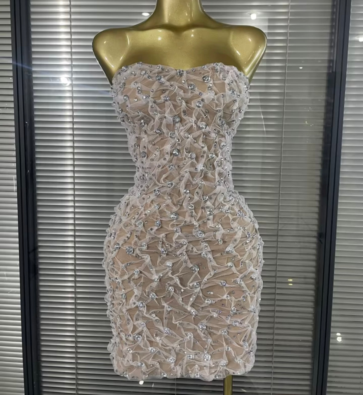 Sexy Strapless Rhinestone Embellishment Dress