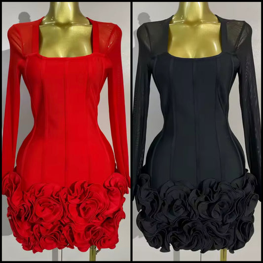 Sexy Full Sleeve Floral Bandage Dress