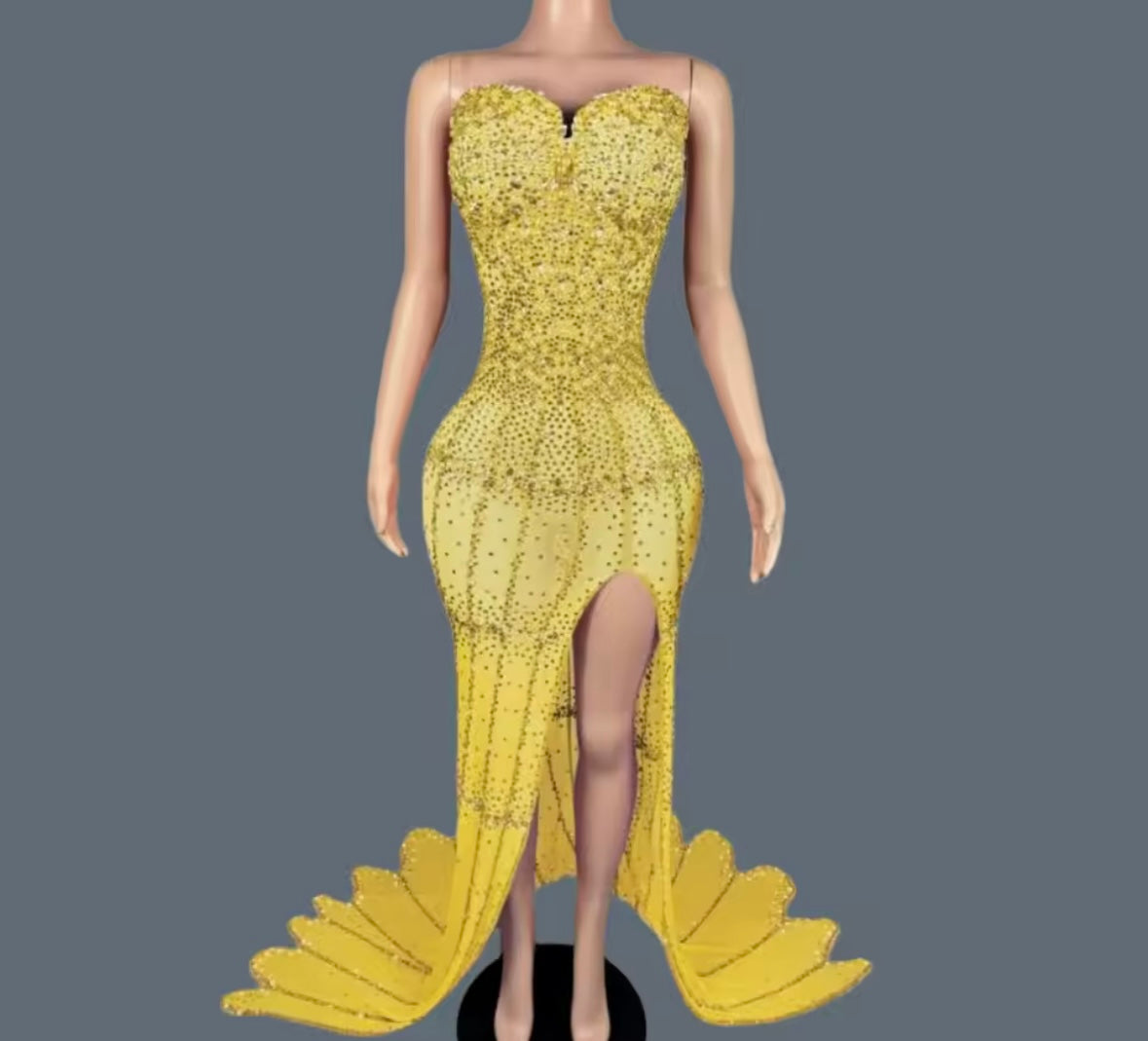 Sexy Sleeveless Rhinestone Side Split Mermaid Dress