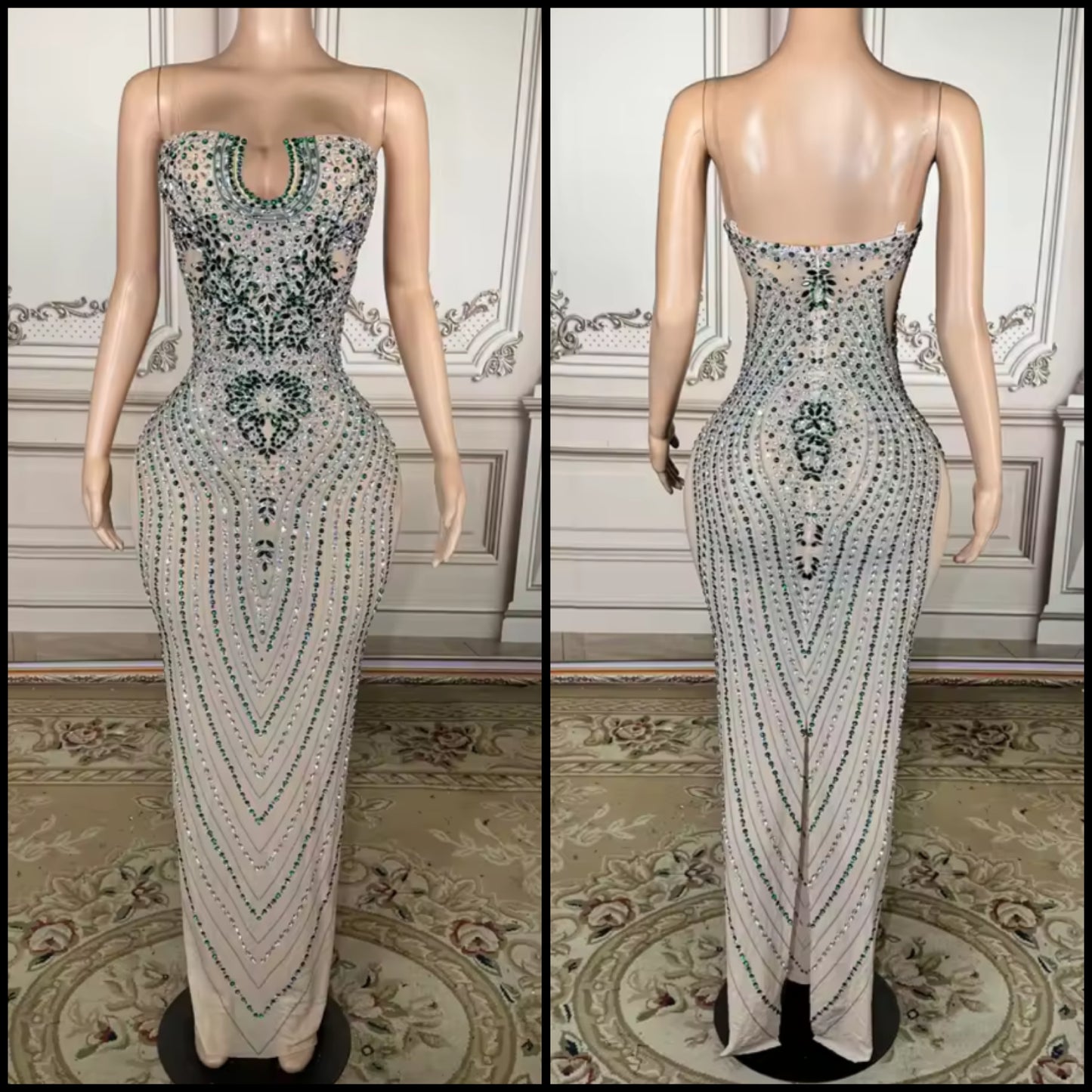 Sexy Sleeveless Crystal Rhinestone Embellishment Dress