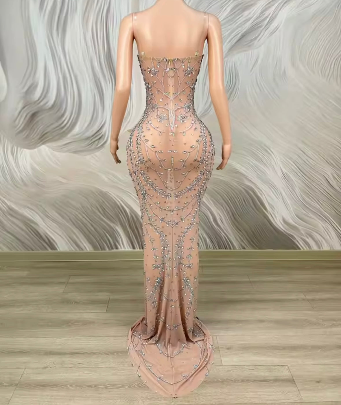 Sexy Rhinestone Embellishment Sleeveless Maxi Dress