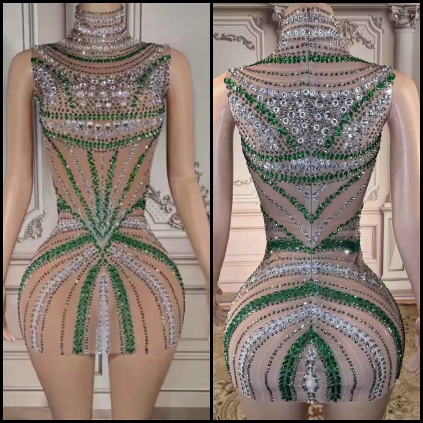 Sexy Sleeveless Rhinestone Embellishment Dress