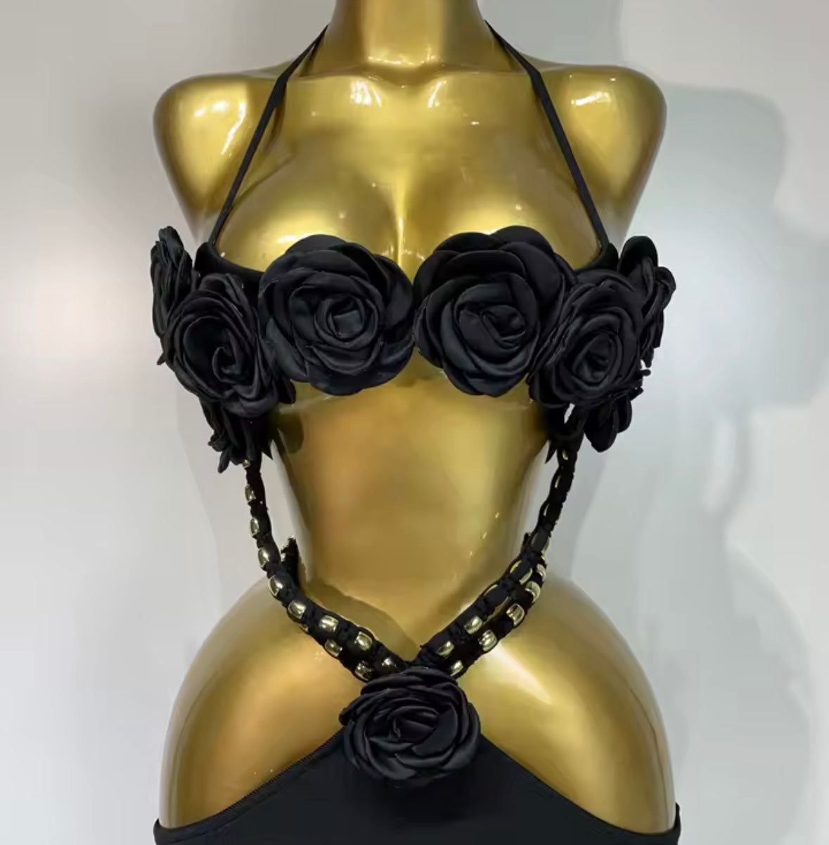 Black Sexy Halter Sleeveless Floral Hollow Out Maxi Dress