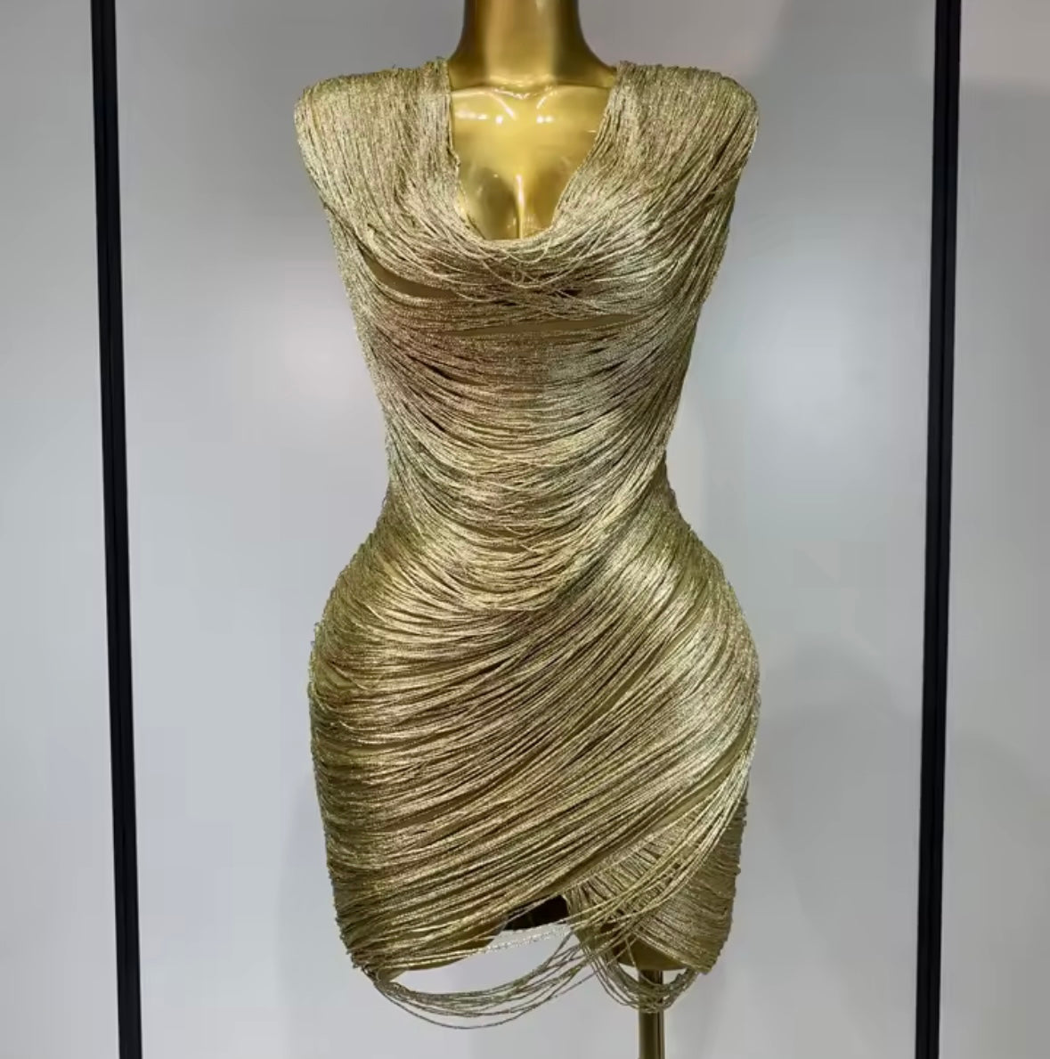 Sexy Sleeveless Draped Fringe Dress